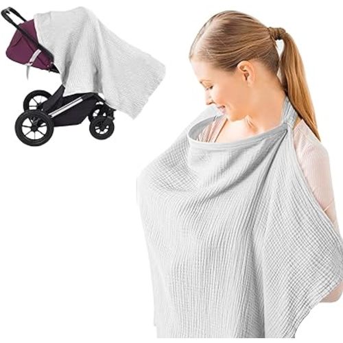 Breastfeeding Nursing Cover, 100% Cotton Nursing Scarf cover Mother Nursing Apron, (Grey)