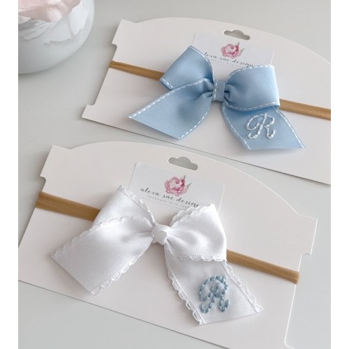 Initial Hand- Embroidered Bow