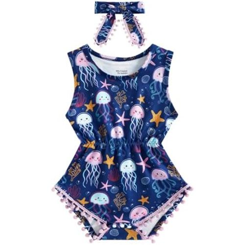 BFUSTYLE Baby Girl Clothes 0-24 Months Outfit Sleeveless Infant Romper Bodysuit with Headband