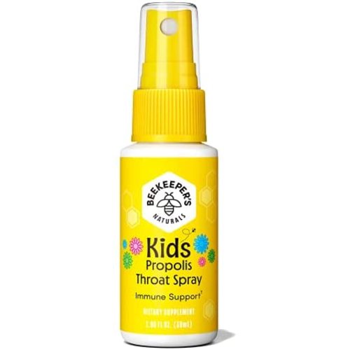 BEEKEEPER'S NATURALS Propolis Throat Spray for Kids - 95% Bee Propolis Extract - Natural Immune Support & Sore Throat Relief- Has Antioxidants & Gluten-Free (1.06 oz) Pack of 1 (Kids)