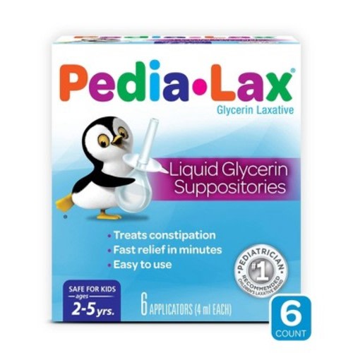 Pedia-Lax Laxative Liquid Glycerin Suppositories for Kids - Ages 2-5 - 6ct