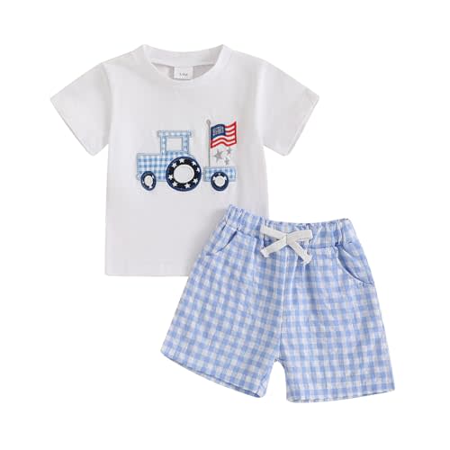 Socutebabe 4th Of July Baby Boy Girl Outfit Toddler Truck Flag T Shirt Top Shorts Fourth Of July Outfits Cute Summer Clothes