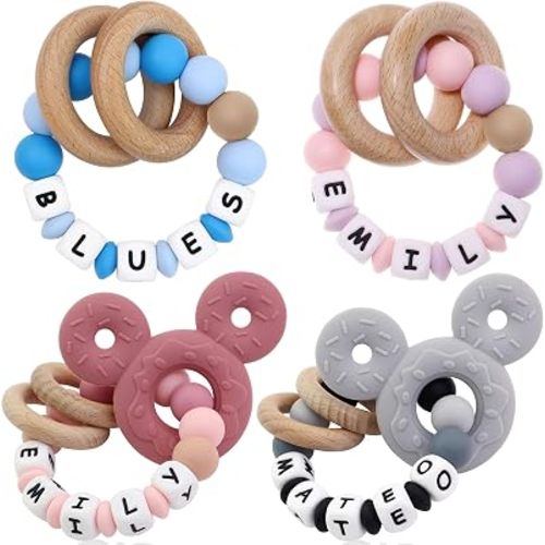 Presonalized Teether Baby Rattle with Name