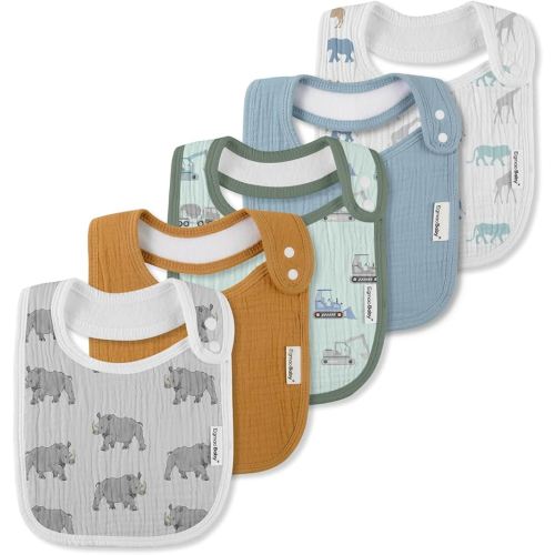 Muslin Bibs for Baby Boys Girls,Organic Muslin Baby Bib for Drooling and Teething,Soft Bandana Drool Bibs 5 Pack