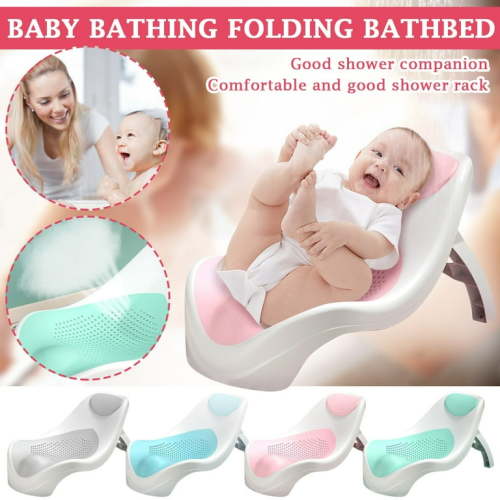 Baby Bath Support Newborn Bathtub, 19.6in Foldable Baby Tubs for Newborns Baby Bathtub, Sink Baby Bath Tub, Soft Mesh Bath Mat, Foldable & Hook Design for Safe Infant Bathing (0-6 Months, Gray)