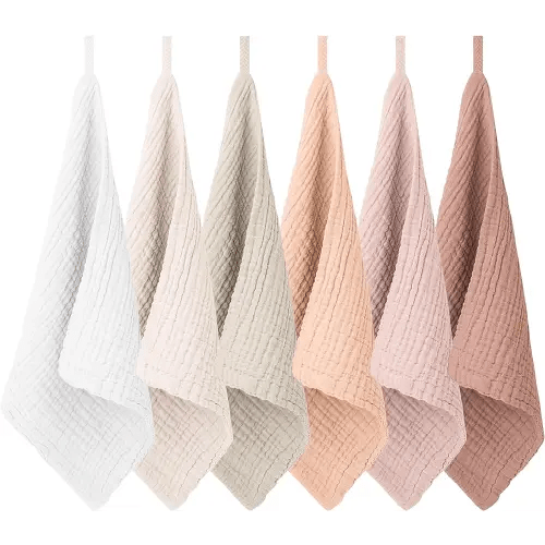 Amazon.com: Konssy 6 Pack Baby Muslin Washcloths for Unisex 100% Cotton Wash Cloth Set for Baby Face Body Comfy and Soft for Newborn Infants Kids Girls and Boys : Baby