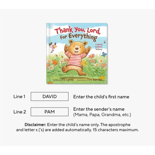 Thank You, Lord, For Everything Personalized Book