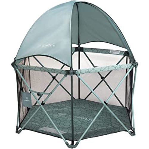 Baby Delight Go with Me Eclipse Deluxe Portable Playard | Playpen | Sun Canopy | Indoor and Outdoor | Ultra Padded Nylon Floor | Green Garden