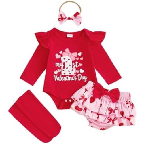 Kavousa My First Halloween Baby Girl Outfit Pumpkin Letter Print Romper+Plaid Skirts+Leg Warmers+Headband Cute Fall Clothes