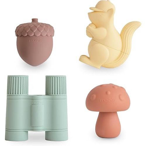 mushie Nature Bath Toys Play Set for Toddlers | 100% Food Grade Silicone | Mold Free, Pack of 4