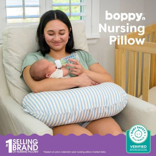 Boppy New Nursing Pillow - Vintage Blue Stripes