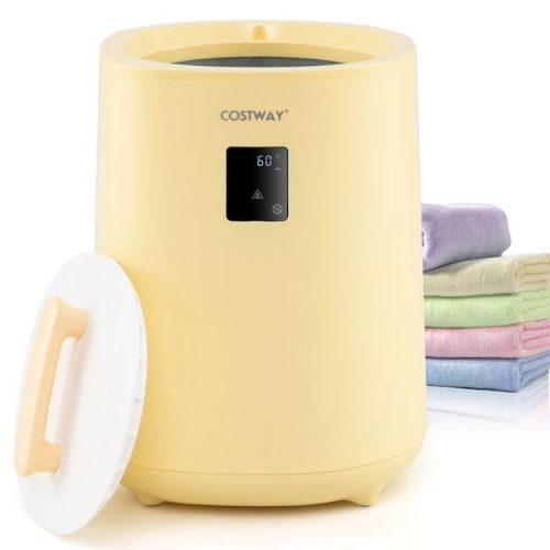 Costway 18 L Towel Warmer for Bathroom Luxury Towel Heater with LED Display & Auto Shut off Yellow