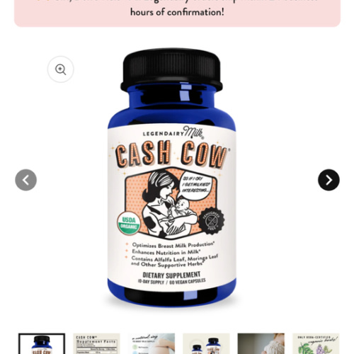 Cash Cow | Breast Milk Supplement for Milk Production & Nutrition | Legendairy Milk