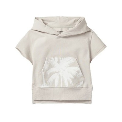 LB Short Sleeve Raw Edge Hoodie - Frost