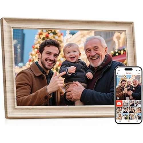 Frameo 10.1 Inch WiFi Digital Picture Frame, 1280x800 HD IPS Touch Screen Photo Frame Electronic, 32GB Storage, Auto-Rotate, Wall Mounted, Share Photos/Videos Instantly from Anywhere - White