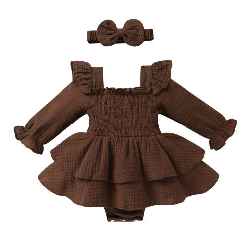 Younger Tree Baby Girl Onesies Outfits Newborn Fall Clothes Thanksgiving Long Sleeve Romper Dress for 6-12 Months