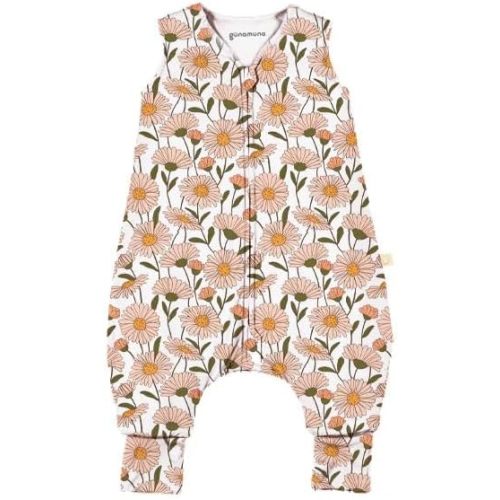 GUNAMUNA Footie Sleep Bag – Walkable Wearable Blanket with DIAPER-ZiP, Convertible Foot Cuffs, Anti-Slip Grips