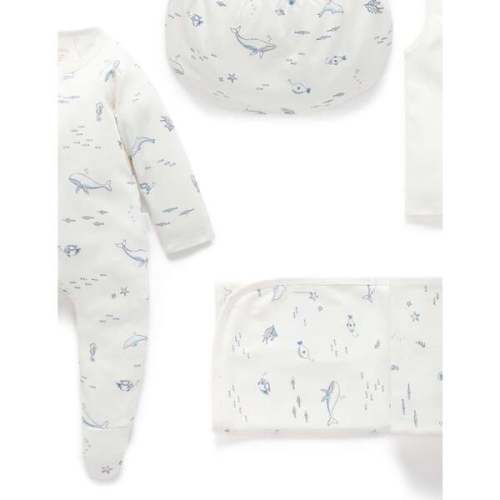 Newborn Hospital Gift Pack 6 Piece Vanilla Nautical Pack - Purebaby | Maisonette