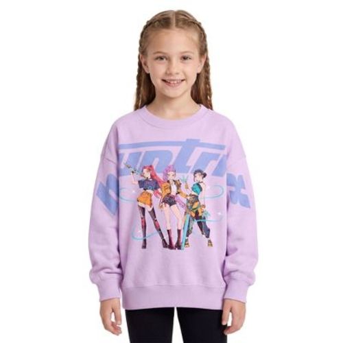 Kpop Demon Hunters Girls' Huntrix Anime Groupshot Fleece Pullover Crew Sweatshirt