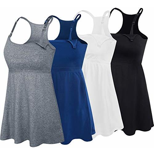 SUIEK Cotton Maternity Nursing Tank Tops with Bralette Breastfeeding Shirts Pregnancy Clothes
