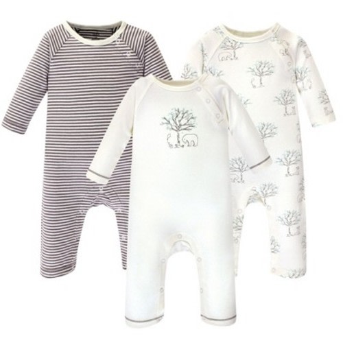 Touched by Nature Baby Organic Cotton Coveralls 3pk, Birch Tree, 12-18 Months