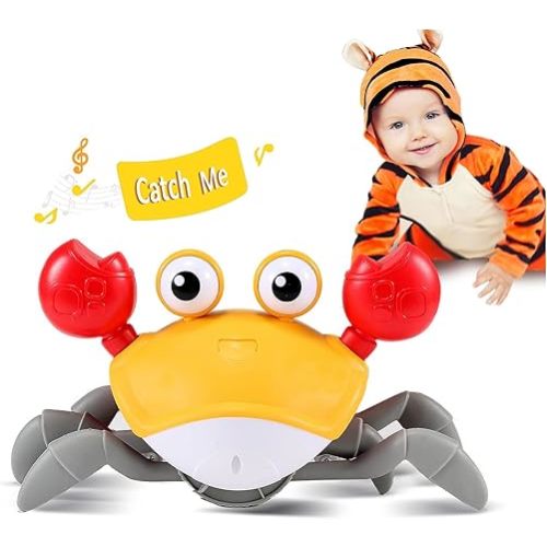 control future Crawling Crab Baby Toy - Infant Tummy Time Toys 3 4 5 6 7 8 9 10 11 12 Babies Boy 3-6 6-12 Learning Crawl 9-12 12-18 Walking Toddler 36 Months Old Music Development 1st Birthday Gifts