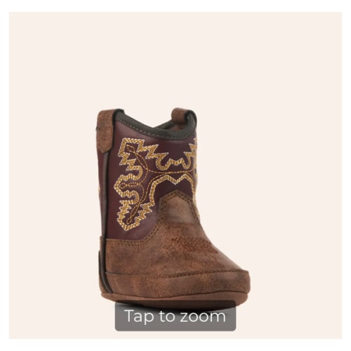 Twister Infant Blake Baby Bucker Tan and Maroon Western Booties