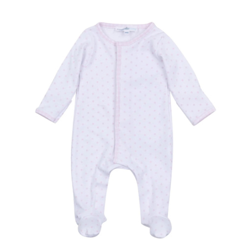 Gingham Dots Footie in Pink