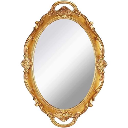 Vintage Mirror Small Wall Mirror Hanging Mirror 14.5 x 10 inchs Oval Gold