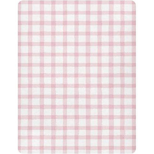 Pfrewn Fitted Crib Sheets for Girls Pink Tartan Plaid Baby Girl Soft Standard Crib Mattress Sheets Sweet Baby Girl Nursery Theme, 52x28IN