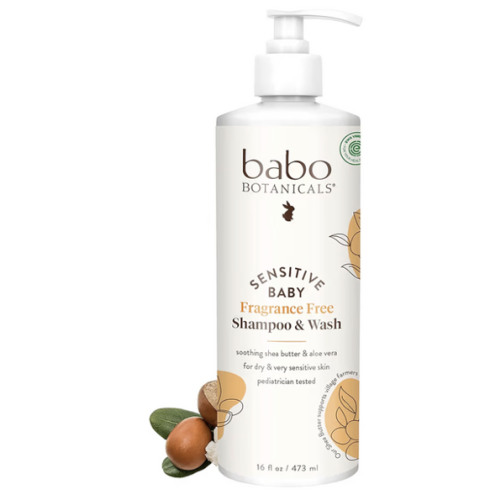 Babo Botanicals Sensitive Baby Fragrance-Free 2-in-1 Shampoo & Wash - Shea Butter, Calendula & Aloe Vera - EWG Verified - Cruelty-Free - Vegan - Pediatrician Tested - For Babies & Kids