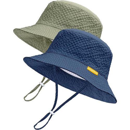 HONGTEYA Baby Sun Hat Toddler Boy Bucket Hat Kids Summer Beach Hat Wide Brim Sun Protection