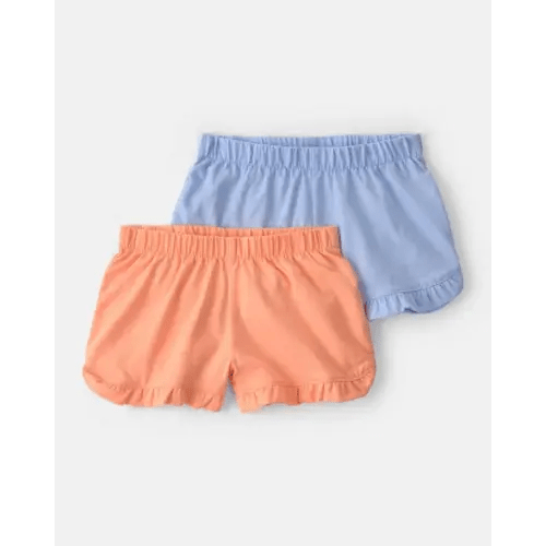 Baby Girl 2-Pack Flutter-Hem Fashion Shorts - Orange/Blue | Carter's