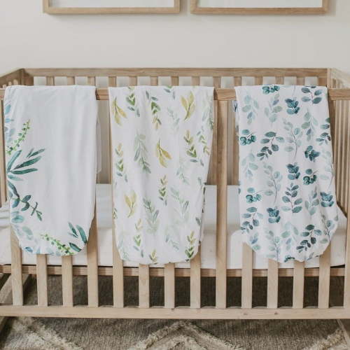 NODNAL Co. 3-Piece 160 Thread Count Leafy Cotton Bed Sheet Set, Mini Crib - Deep Pocket