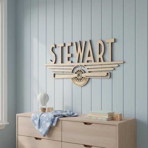 Aviation Decorations, Airplane Name Sign, Nursery Wood Hanging Decor