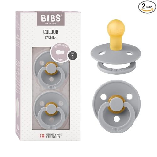 BIBS Pacifiers Colour Collection | Natural Rubber Baby Pacifier | Set of 2 BPA-Free Soothers | Made in Denmark | 0+ Months (Pack of 2) | Cloud