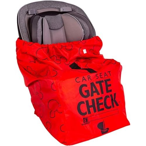 J.L. Childress Disney Baby Gate Check Bag for Car Seats - Travel Bag for Airplane, Fits All Baby & Infant Car Seats, Airport Accessories for Gate Check, Flying Essentials - Mickey Mouse, Red