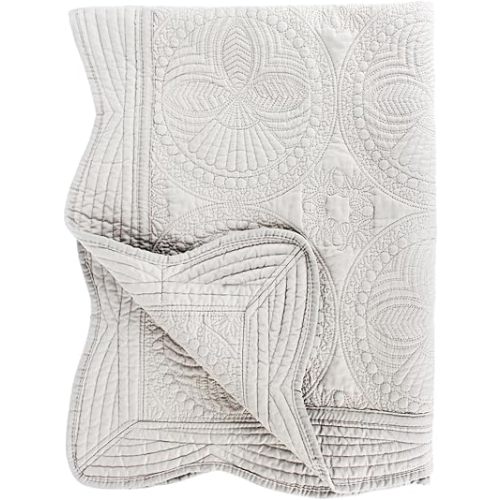 Toddlers and Baby Quilt Lightweight Blanket Embossed Cotton Quilt Four Seasons Scalloped 36"" x 46"" Newborn Baby Boy/Girl Gift (Gray)