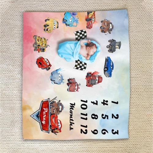 Route 66 Milestone Blanket, Cars Velveteen Milestone Plush Blanket, Baby Milestone Tracker AXHT04