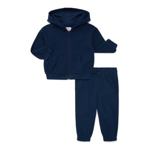 Wonder Nation Baby Unisex Fleece Zip Hoodie and Joggers Set, 2-Piece, Sizes Newborn-18 Months