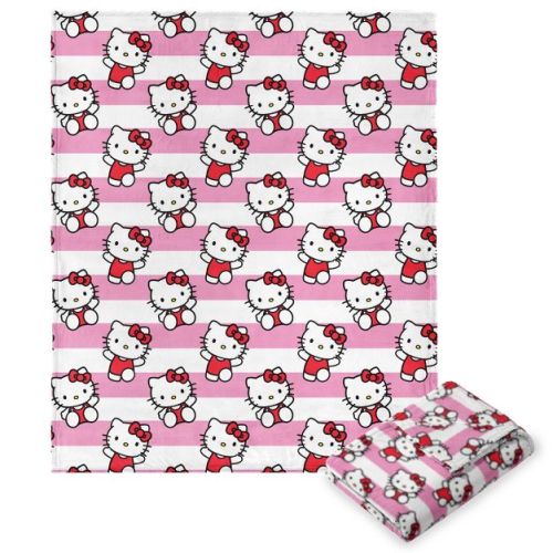 Hello Kitty Bow And Stripes Silk Touch Throw Blanket 50x70 Inches