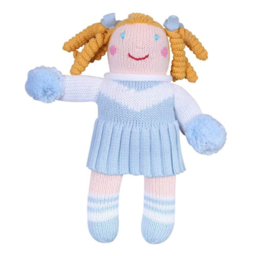 Cheerleader Knit Doll - Light Blue & White