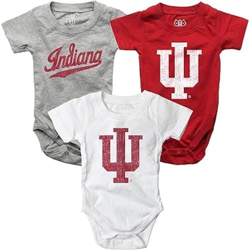 Wes and Willy Baby College Team 3 Pack of Cotton Rompers
