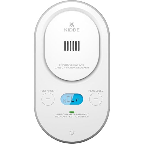 Kidde Carbon Monoxide + Explosive Gas, Natural Gas & Propane Alarm, Plug-in with AA Battery Backup, Digital Backlit Display, 85 dB Alarm, Rotating Plug, LED Status Indicators, 5th Edition, COPDLG