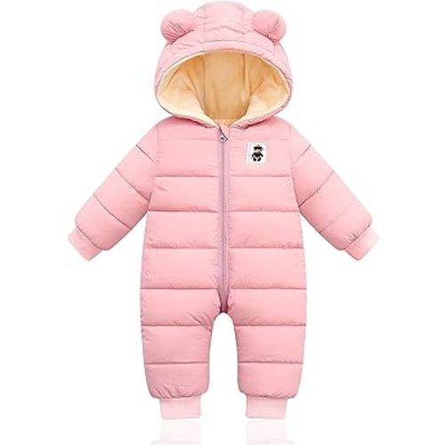 XMWEALTHY Baby Clothes Cute Infant Toddler Snowsuit Warm Newborn Boy Girl Winter Coats Hooded Zip Jumpsuit