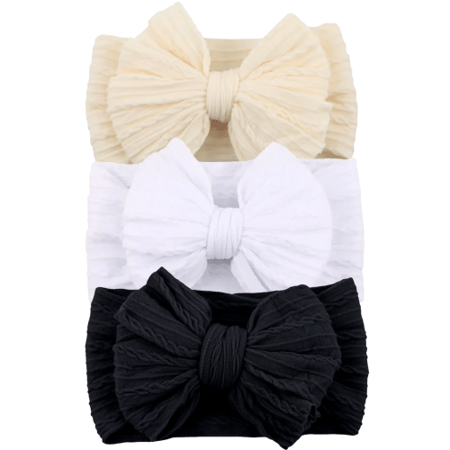 3-Pack Cable Bows, Cream/White/Black