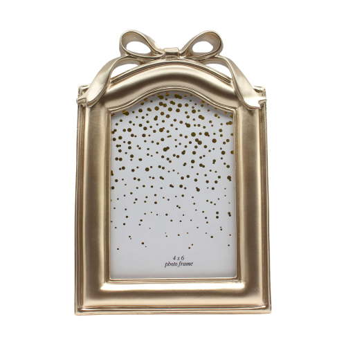 OneDesign Home 4"x6" Gold Bow Detail Resin Tabletop Picture Frame