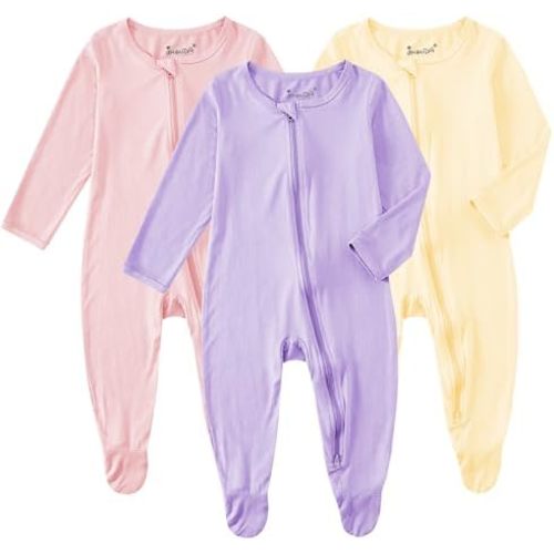 Jimonda Baby Romper Boys Girls Bamboo Pajamas 2-Way Zipper Footed Unisex Zip-Up Sleepers Sleep and Play pjs