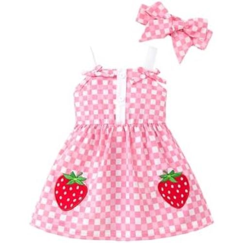 Kucnuzki Newborn Infant Baby Girl Dress Halter Sleeveless Dress Summer Casual Dresses Plaid Sundress Cute Kids Clothes