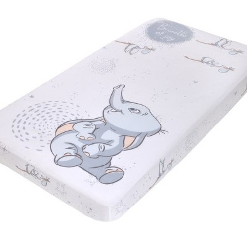 NoJo Disney Dumbo Sweet Little Baby Light Blue and White Storks "Bundle of Joy" 100% Cotton Photo Op Nursery Fitted Crib Sheet